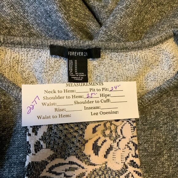 FOREVER 21 gray lace cold shoulder sweatshirt size M - Picture 11 of 11